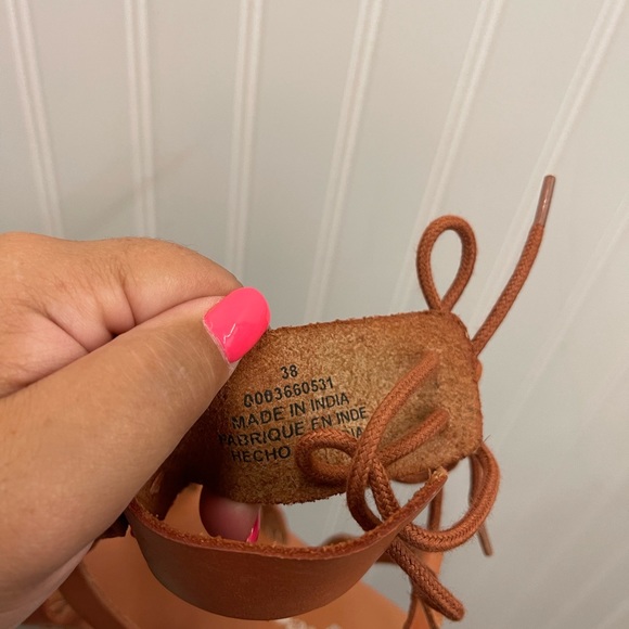 Free People Vacation Day Wrap Brown Leather Sandals Sz 38 - Picture 7 of 13